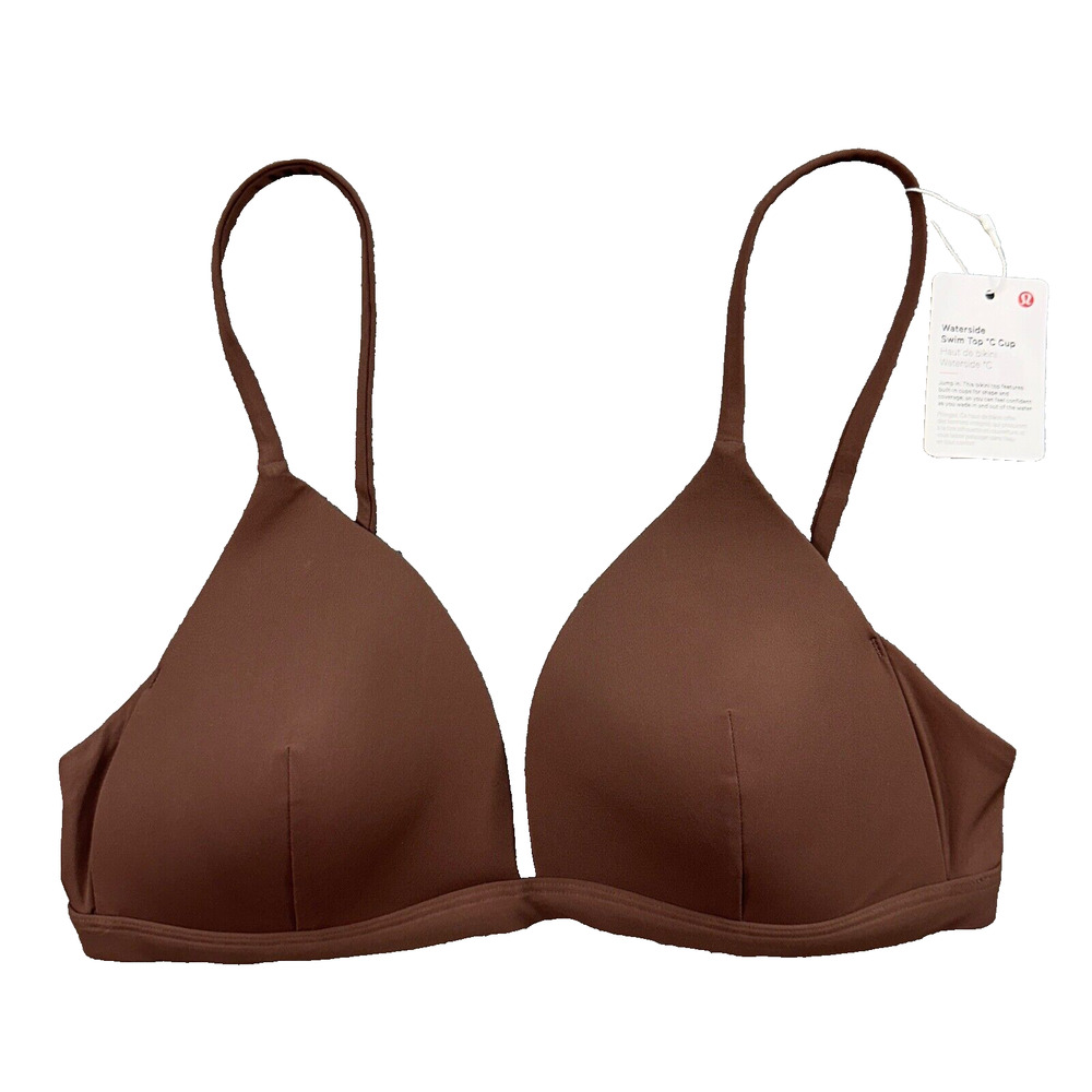 Lululemon Waterside Swim Top DKOX Oxide Brown Triangle Bikini Size 8 C